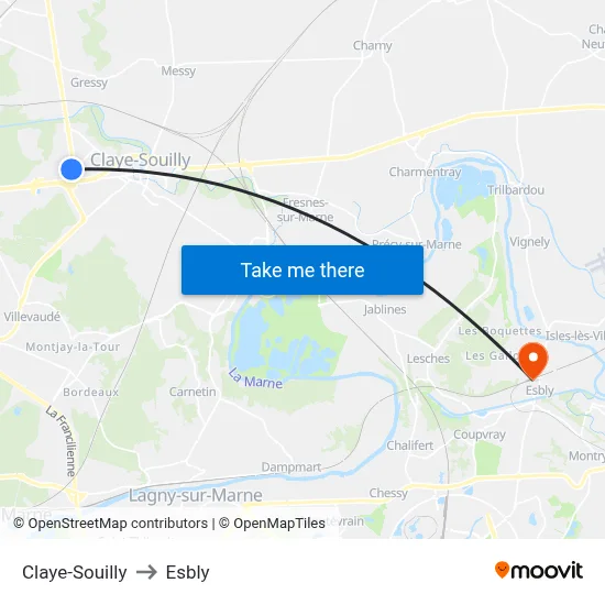 Claye-Souilly to Esbly map