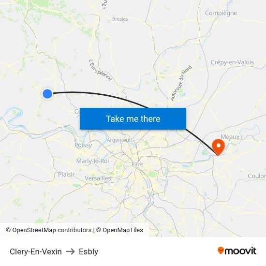 Clery-En-Vexin to Esbly map
