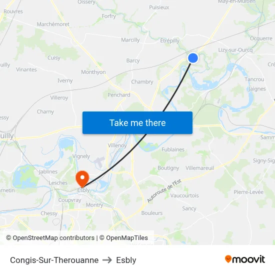 Congis-Sur-Therouanne to Esbly map