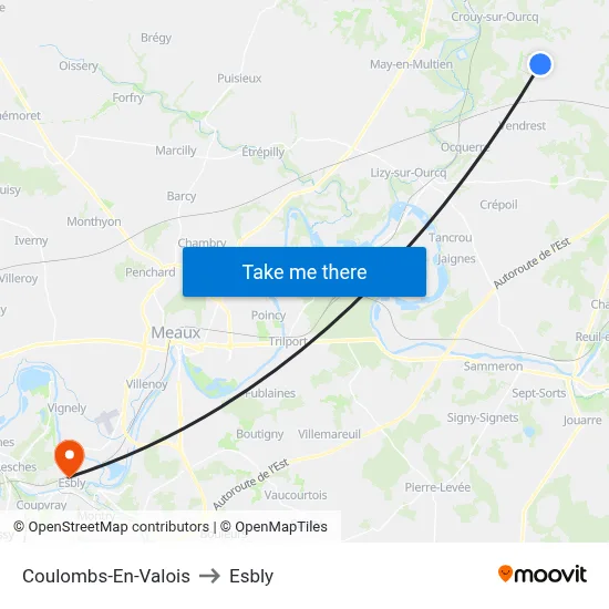 Coulombs-En-Valois to Esbly map