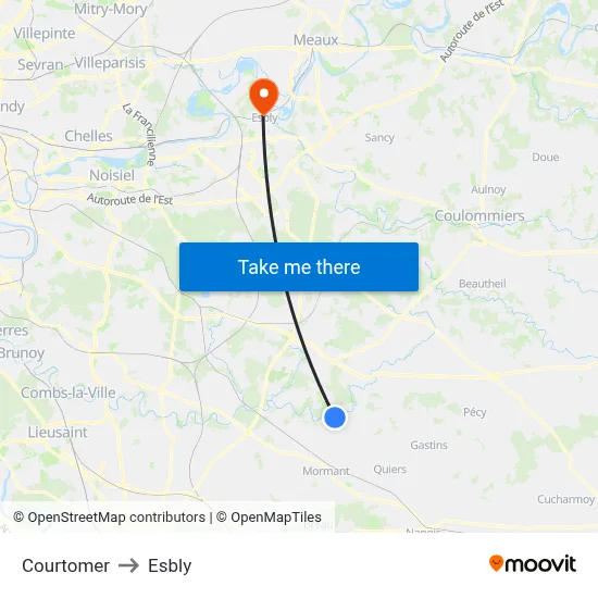 Courtomer to Esbly map