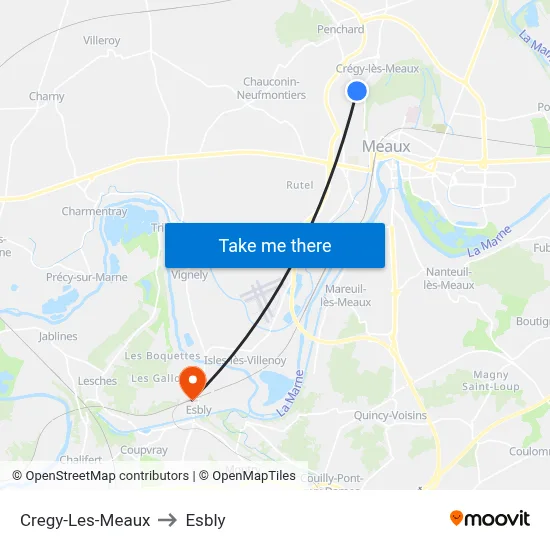 Cregy-Les-Meaux to Esbly map