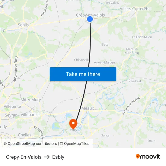 Crepy-En-Valois to Esbly map