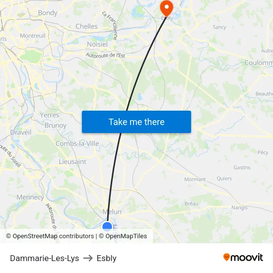 Dammarie-Les-Lys to Esbly map