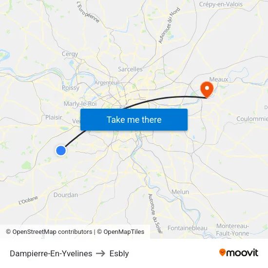 Dampierre-En-Yvelines to Esbly map