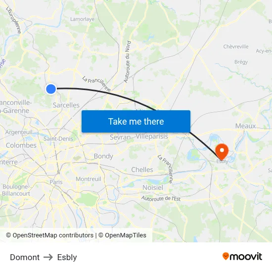 Domont to Esbly map