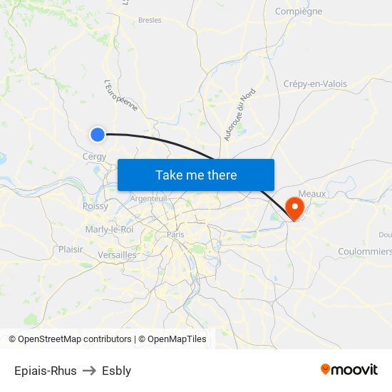 Epiais-Rhus to Esbly map