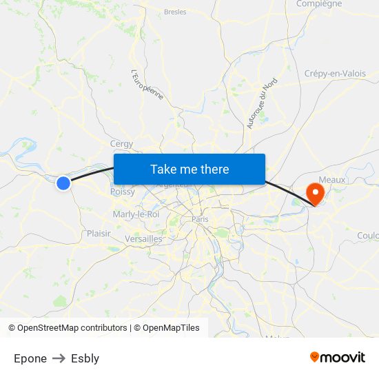Epone to Esbly map