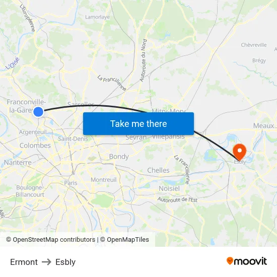 Ermont to Esbly map