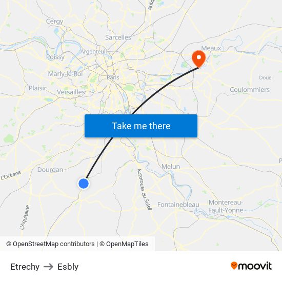 Etrechy to Esbly map