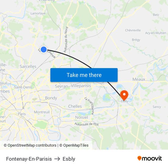 Fontenay-En-Parisis to Esbly map