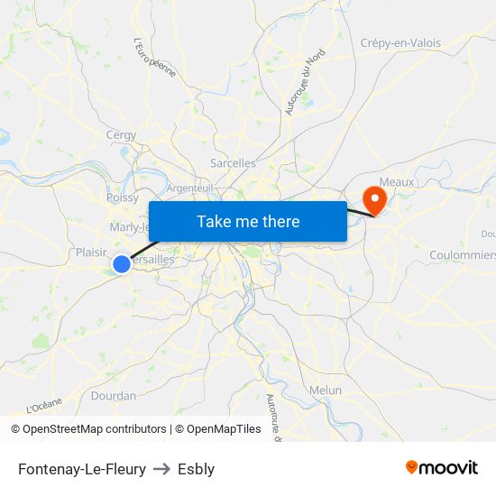 Fontenay-Le-Fleury to Esbly map