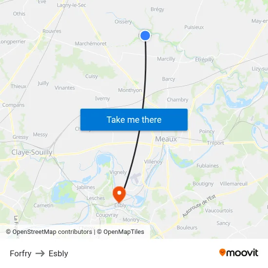Forfry to Esbly map