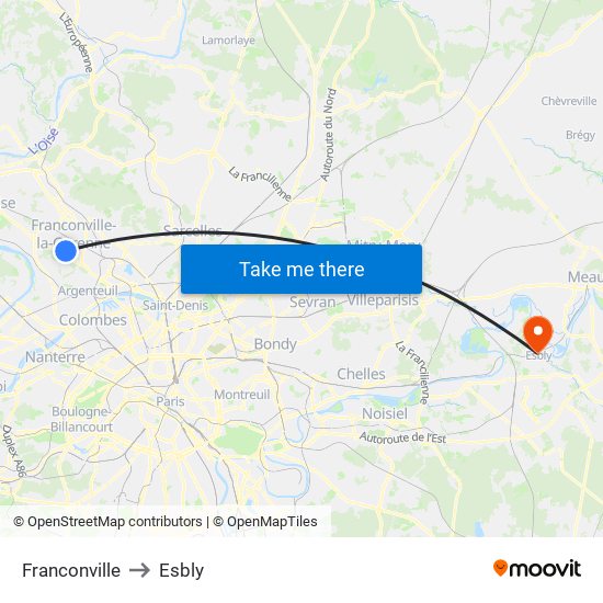 Franconville to Esbly map