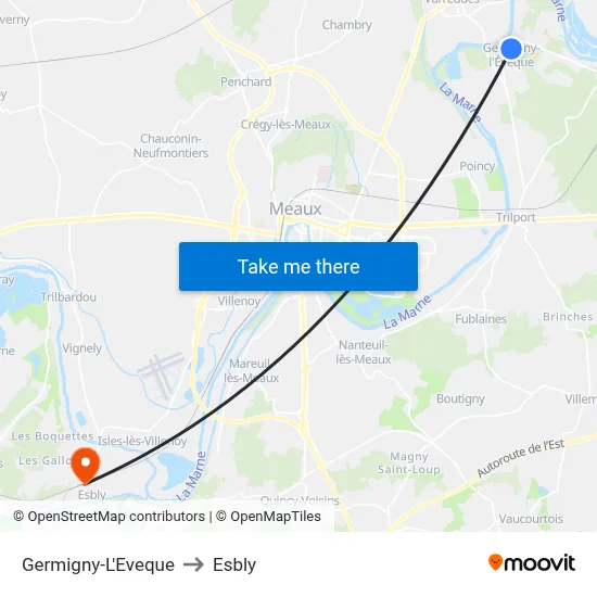 Germigny-L'Eveque to Esbly map
