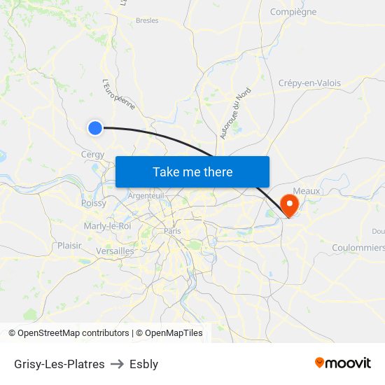 Grisy-Les-Platres to Esbly map
