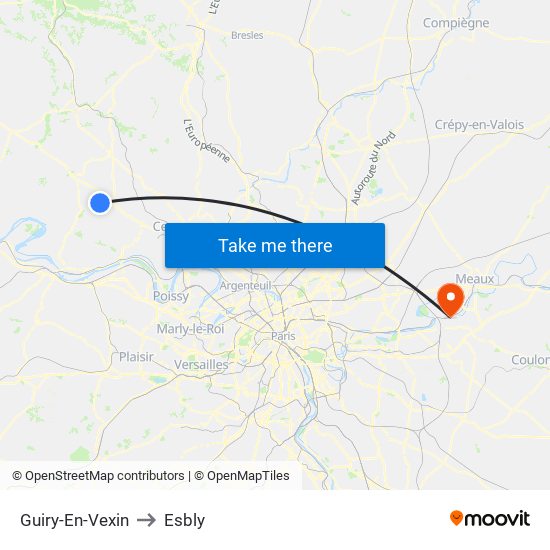 Guiry-En-Vexin to Esbly map