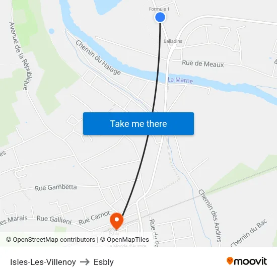 Isles-Les-Villenoy to Esbly map
