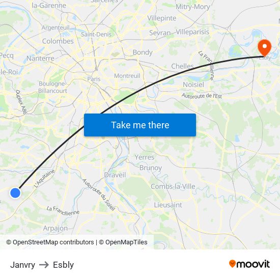 Janvry to Esbly map