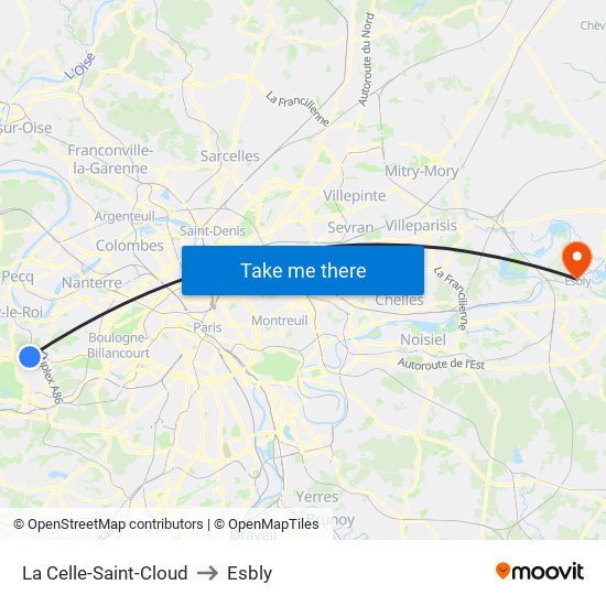 La Celle-Saint-Cloud to Esbly map