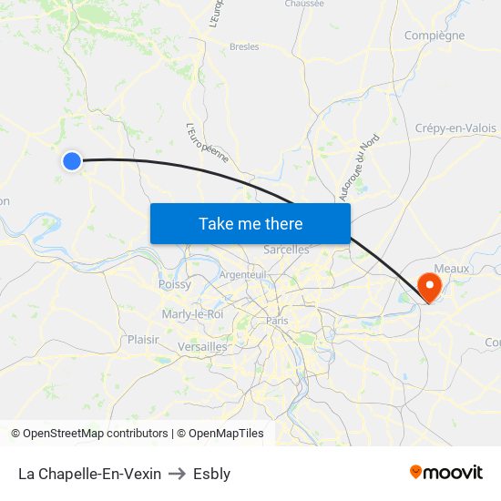 La Chapelle-En-Vexin to Esbly map