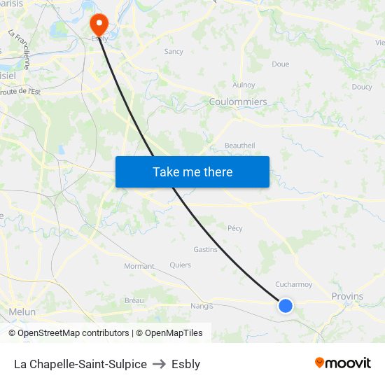 La Chapelle-Saint-Sulpice to Esbly map
