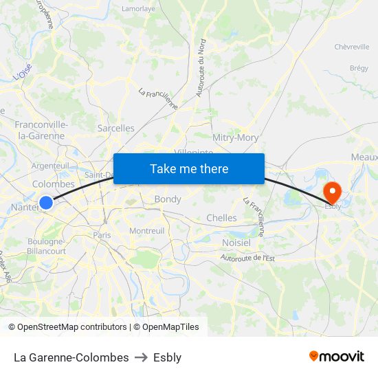 La Garenne-Colombes to Esbly map