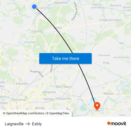 Laigneville to Esbly map