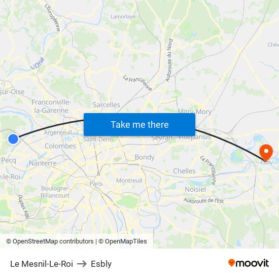 Le Mesnil-Le-Roi to Esbly map