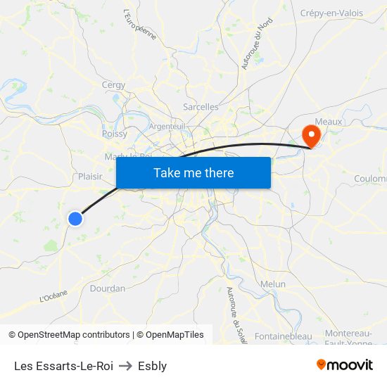 Les Essarts-Le-Roi to Esbly map