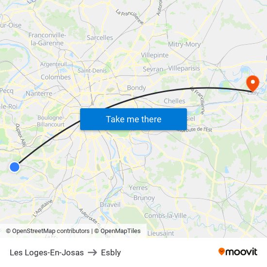 Les Loges-En-Josas to Esbly map