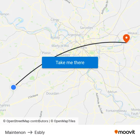 Maintenon to Esbly map