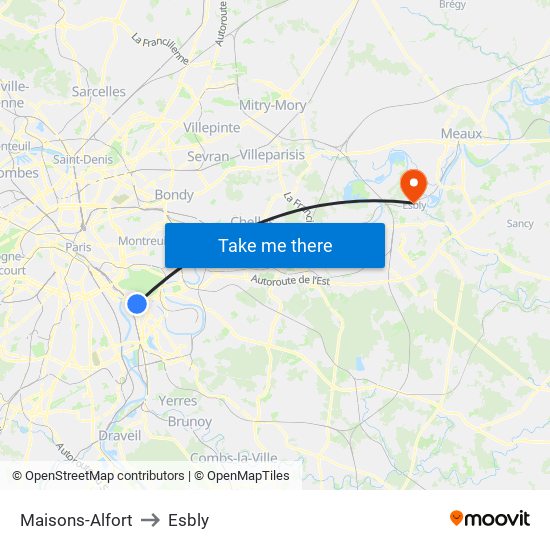 Maisons-Alfort to Esbly map