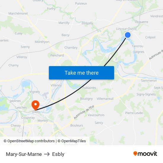 Mary-Sur-Marne to Esbly map