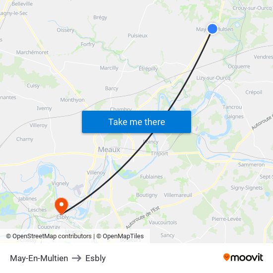 May-En-Multien to Esbly map