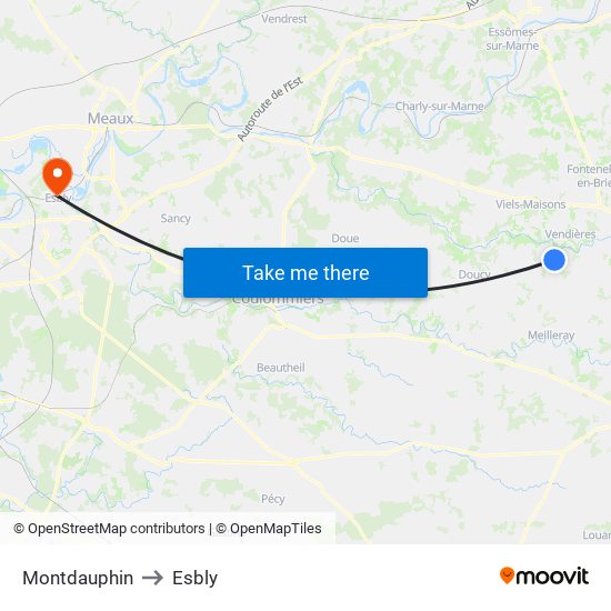 Montdauphin to Esbly map