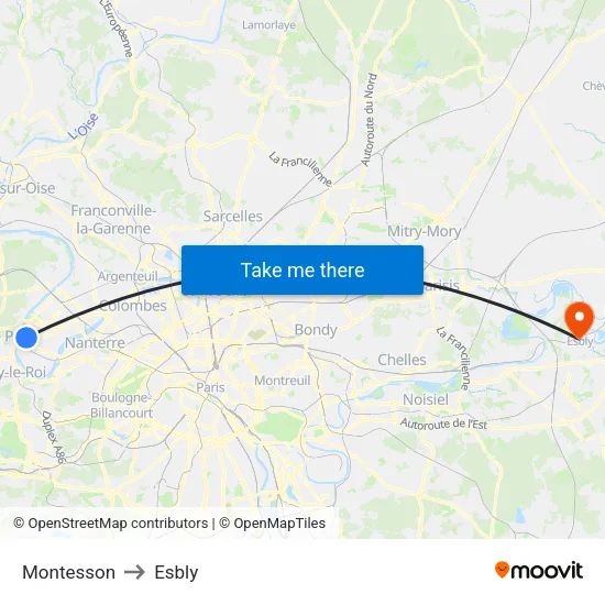 Montesson to Esbly map