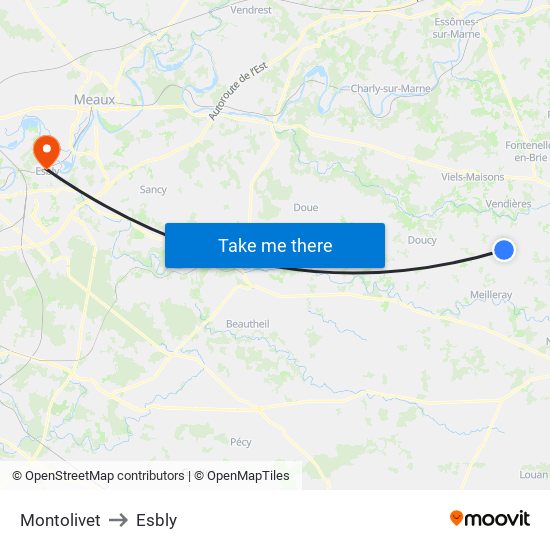 Montolivet to Esbly map