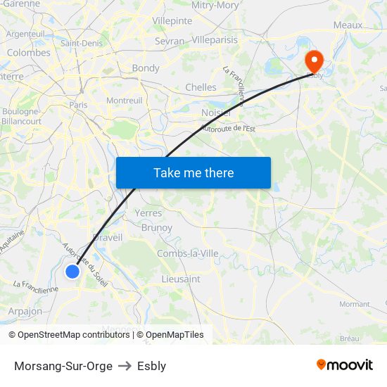 Morsang-Sur-Orge to Esbly map