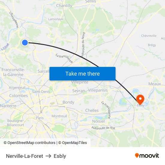 Nerville-La-Foret to Esbly map