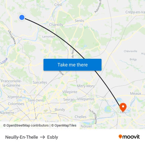 Neuilly-En-Thelle to Esbly map