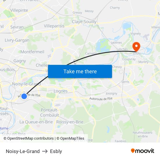 Noisy-Le-Grand to Esbly map