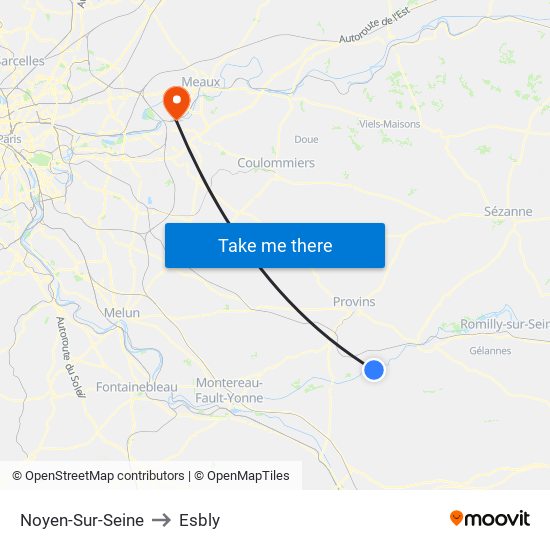 Noyen-Sur-Seine to Esbly map