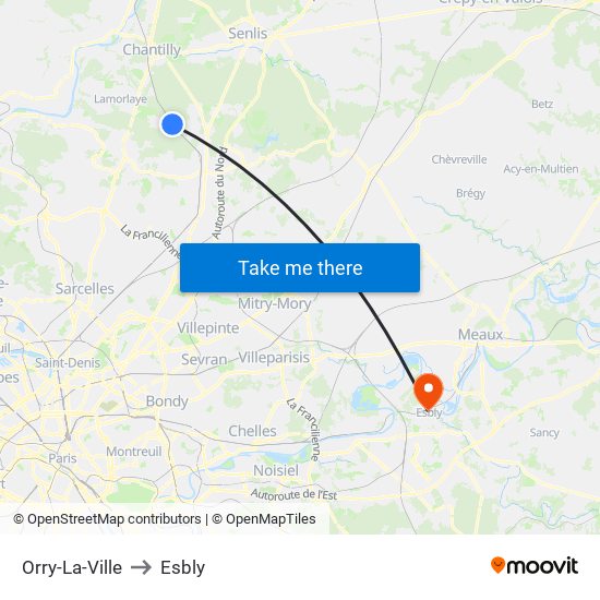 Orry-La-Ville to Esbly map