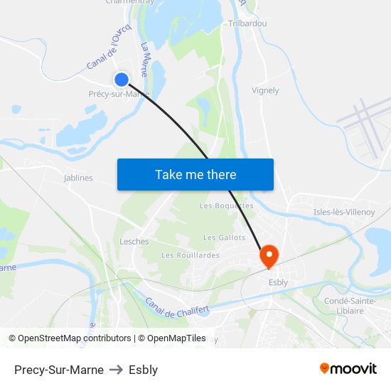 Precy-Sur-Marne to Esbly map