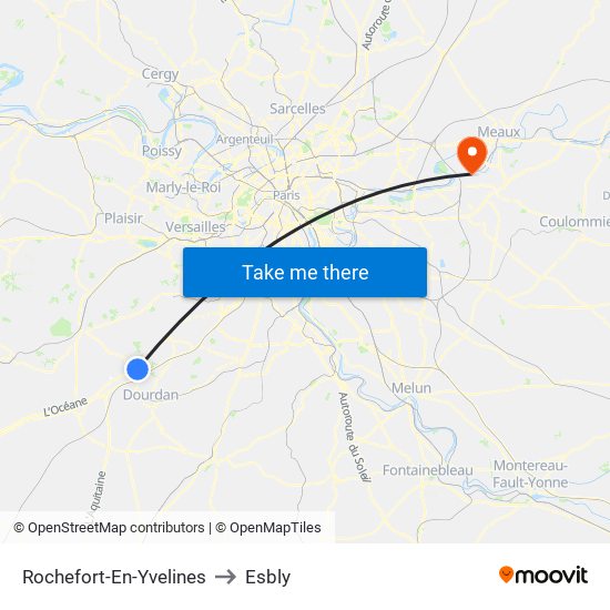 Rochefort-En-Yvelines to Esbly map