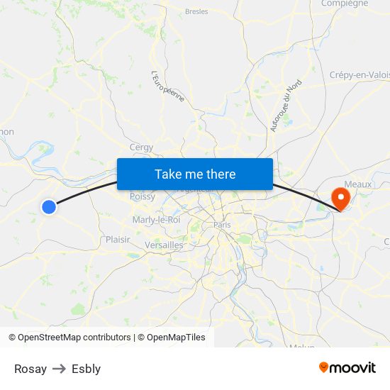 Rosay to Esbly map