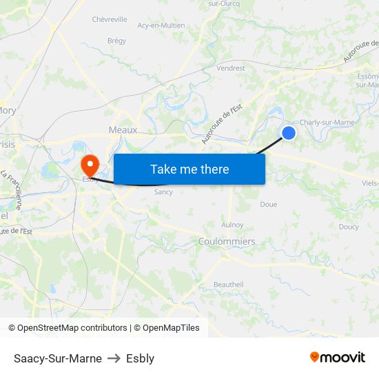 Saacy-Sur-Marne to Esbly map