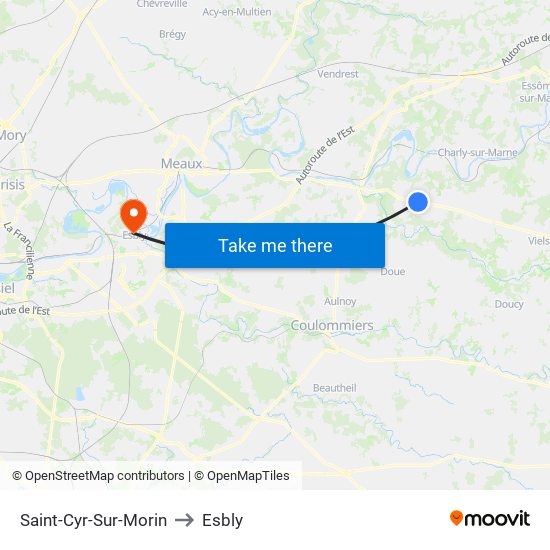Saint-Cyr-Sur-Morin to Esbly map
