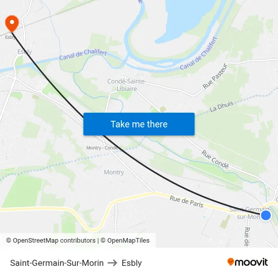 Saint-Germain-Sur-Morin to Esbly map